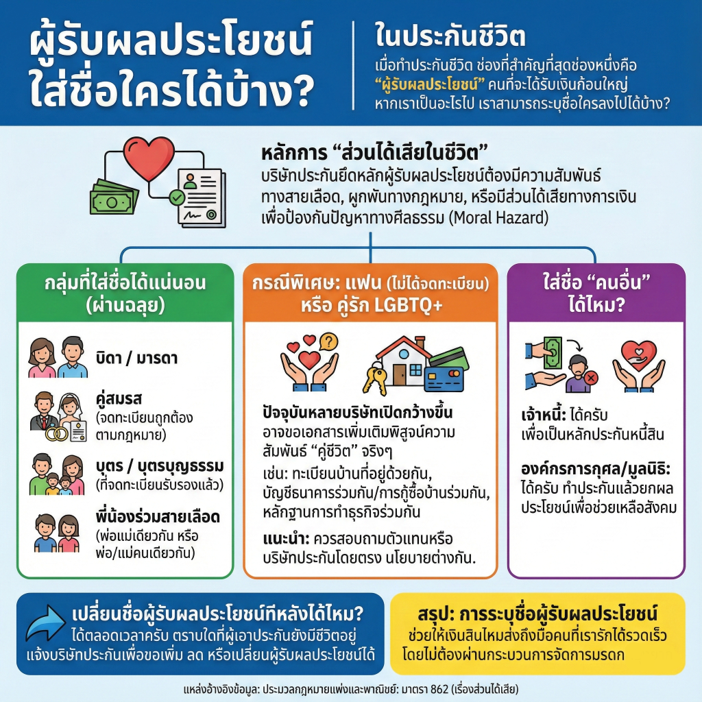 ผู้รับผลประโยชน์ประกันชีวิต ใส่ชื่อใครได้บ้าง?