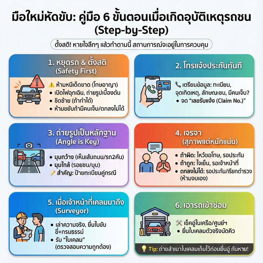 มือใหม่ รถชนต้องทำยังไง
